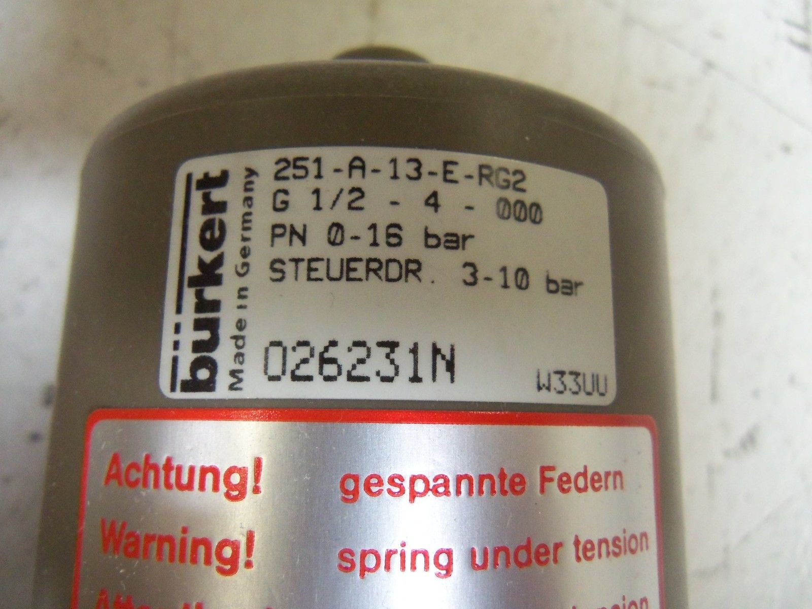 BURKERT VALVE 251-A-13-E-RG2 NSMP