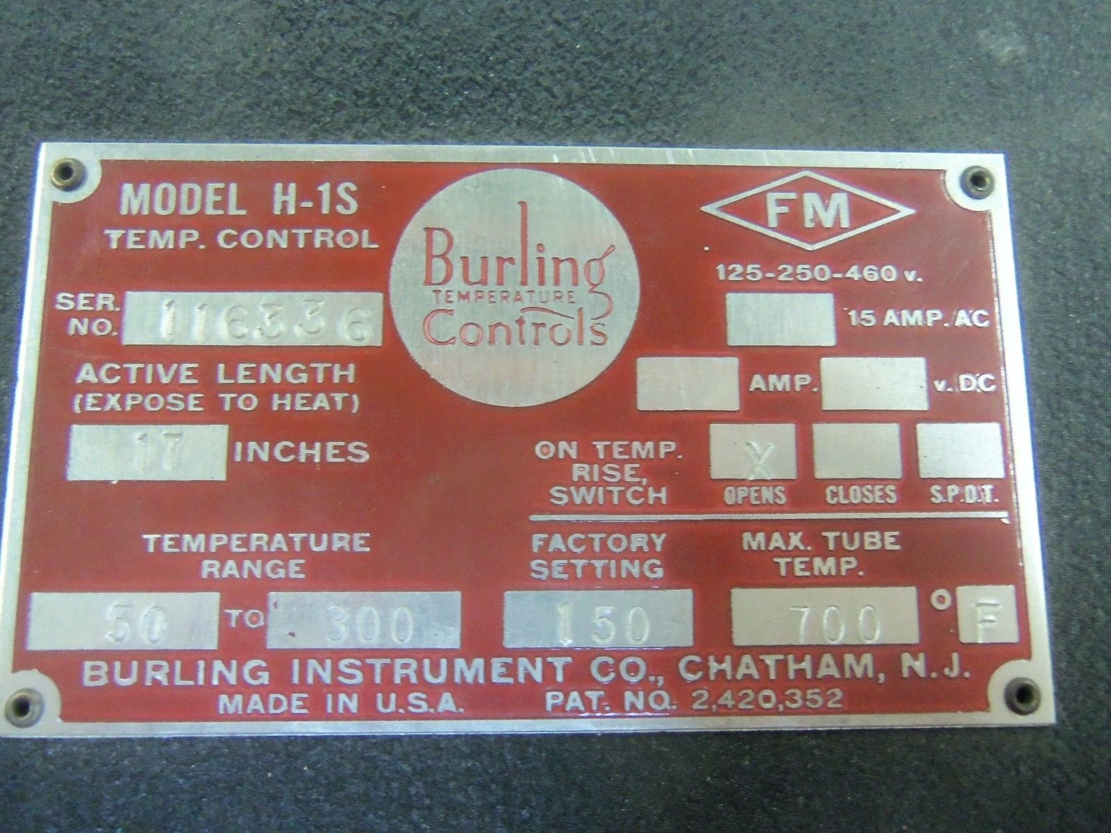 BURLING INSTRUMENTS H-1S 17"  UNMP
