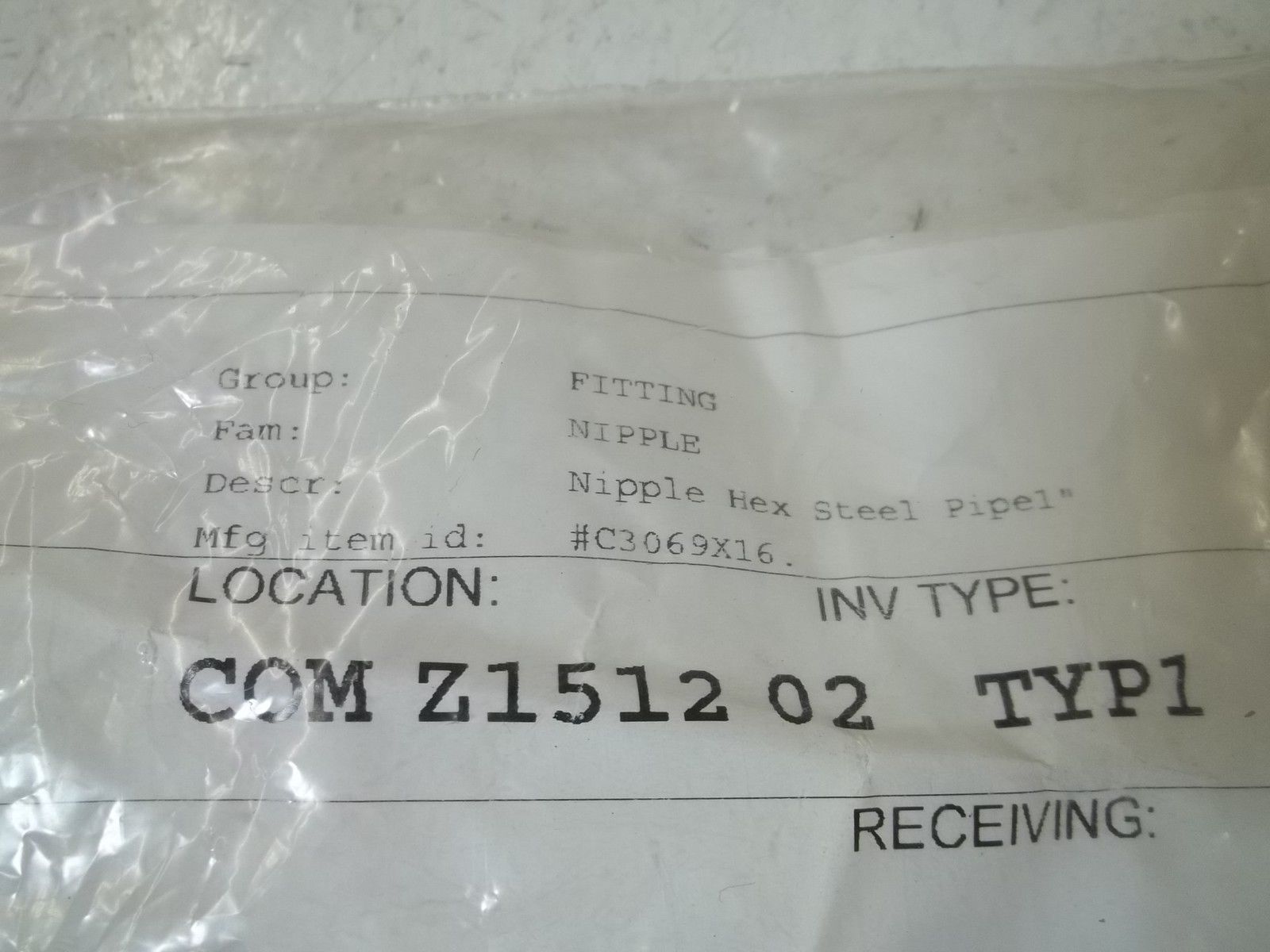 C3069X116 NIPPLE HEX STEEL PIPE 1" NSNP OUT OF A  BOX