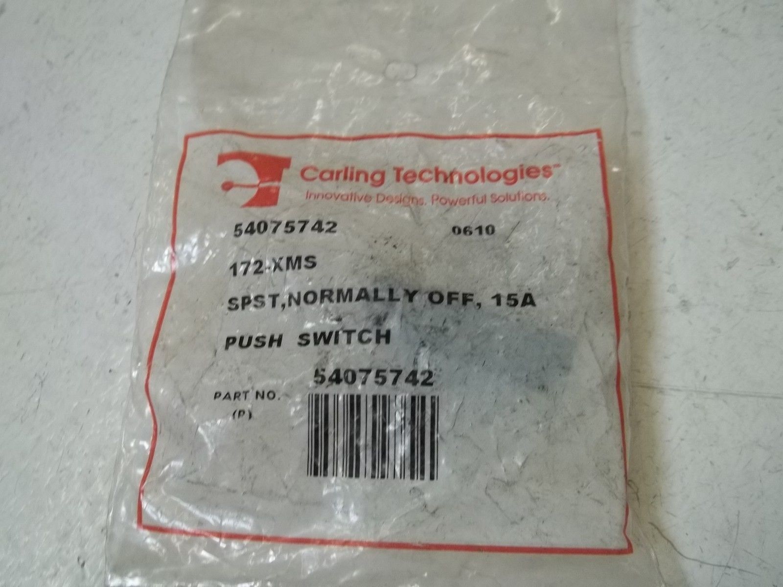 CARLING TECHNOLOGIES 172-XMS PUSH SWITCH NSMP