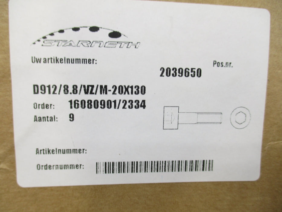 STARNETH D912/8.8/VZ/M-20X130 (PKG OF 9) NSMP