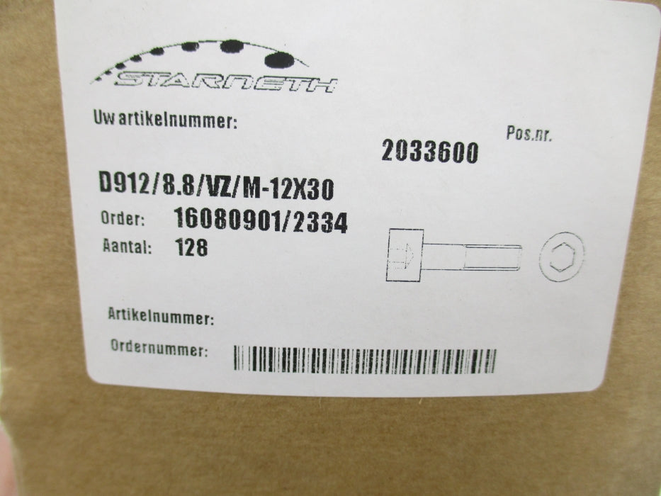 STARNETH D912/8.8/VZ/M-12X30 (PKG OF 128) NSMP