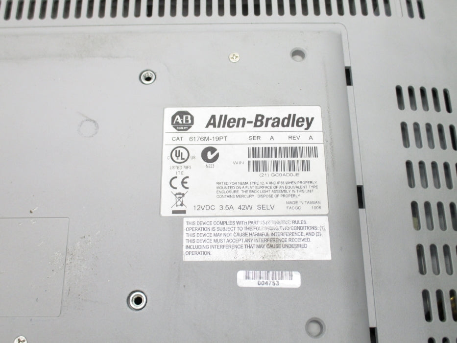 ALLEN BRADLEY 6176M-19PT SER. A UNMP