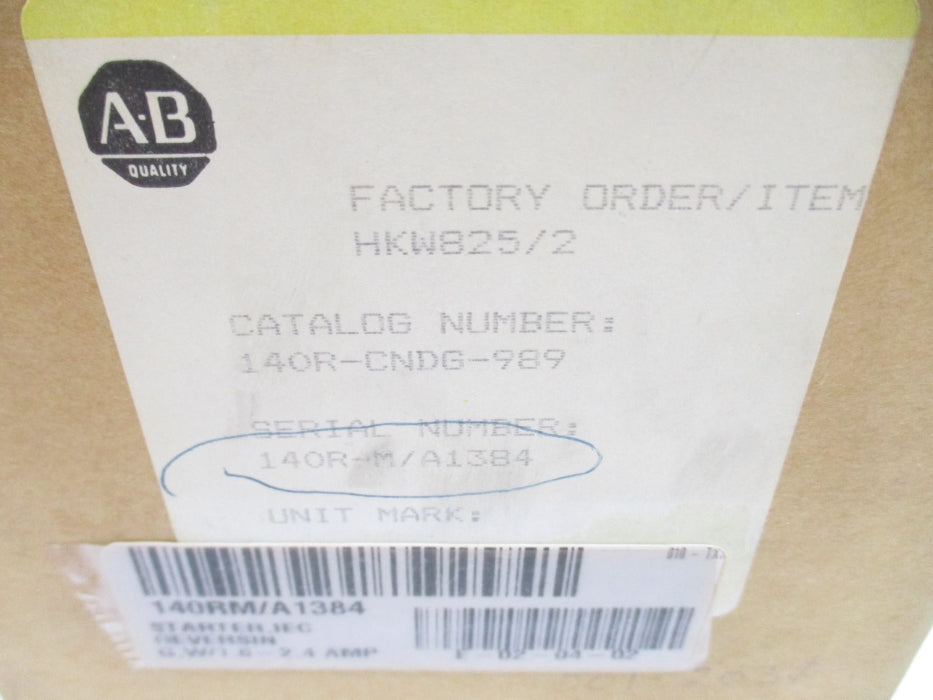 ALLEN BRADLEY 140R-CNDG-989 NSMP