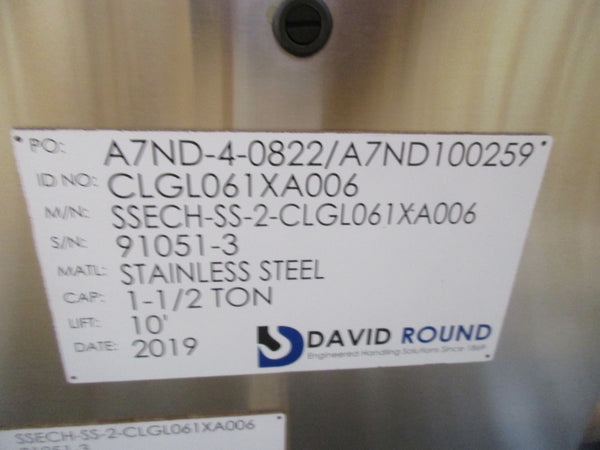 DAVID ROUND STAINLESS STEEL 1 1/2 TON  SSECH-SS-2-CLG061XA006 480V 3.4A NSNP