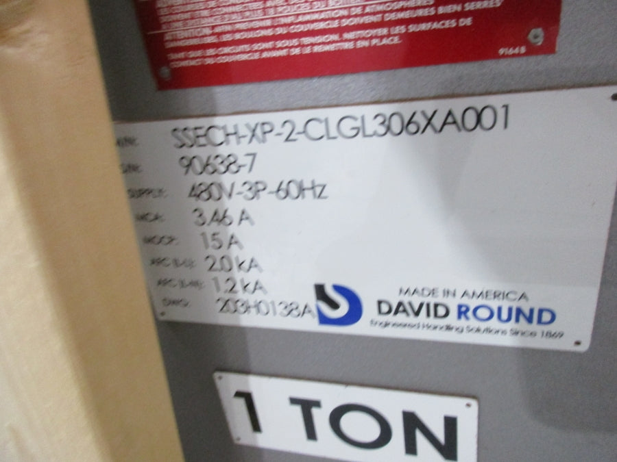 DAVID ROUND EXPLOSION PROOF 1 TON SSECH-XP-2-CLGL306XA001 480V 3.46A NSNP