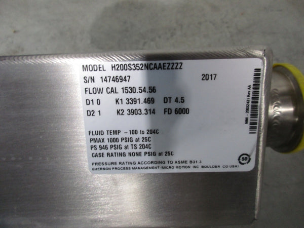MICRO MOTION H200S352NCAAEZZZZ 1000PSI NSNP