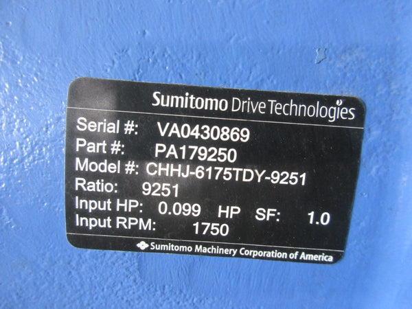 SUMITOMO CHHJ-6175TDY-9251 1750 RPM  RATION 9251  PA179250 NSNP