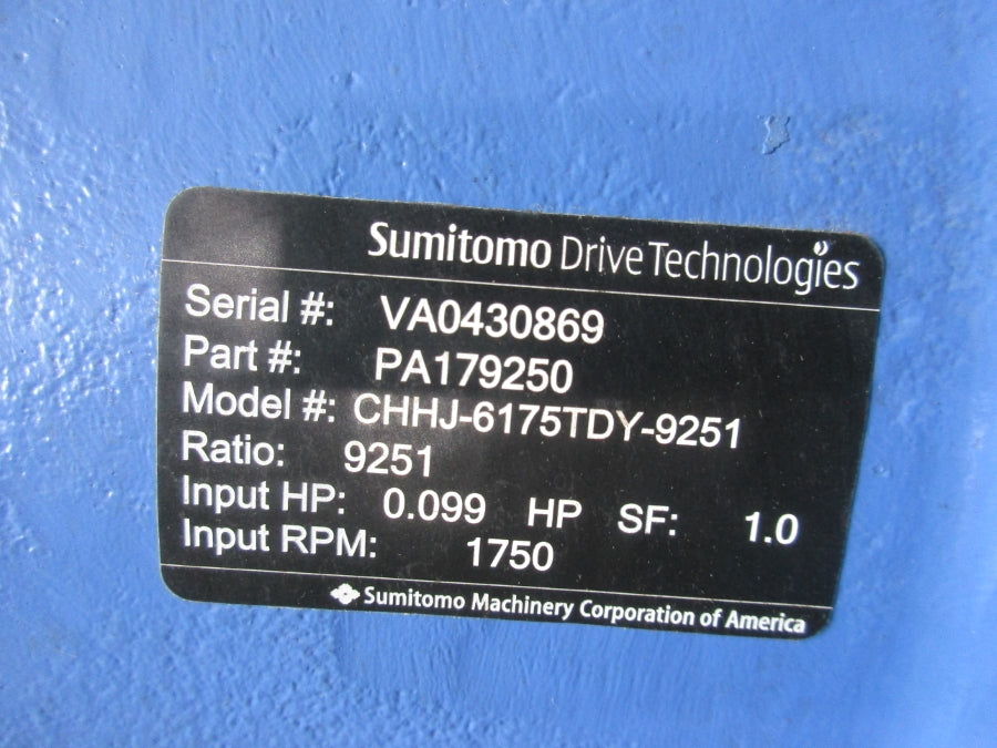 SUMITOMO CHHJ-6175TDY-9251 1750 RPM  RATION 9251  PA179250 NSNP
