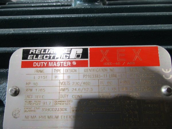RELIANCE ELECTRIC P21G3393-11 215T 10HP  230/460V 24.6/12.3A NSMP