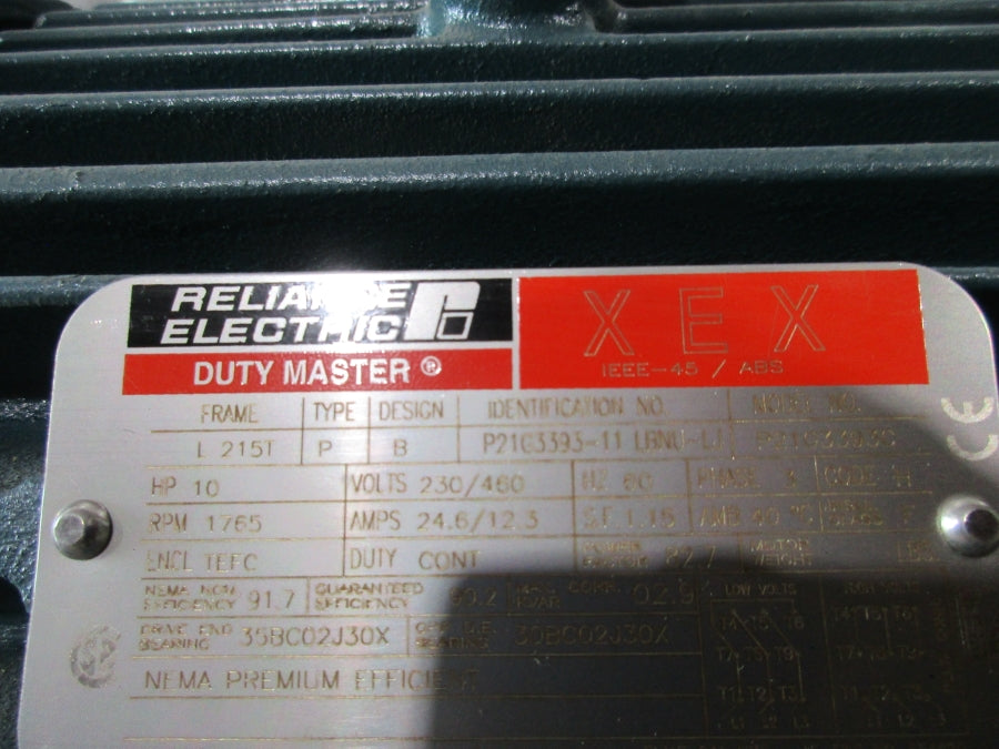 RELIANCE ELECTRIC P21G3393-11 215T 10HP  230/460V 24.6/12.3A NSMP