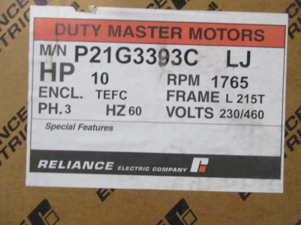 RELIANCE ELECTRIC P21G3393-11 215T 10HP  230/460V 24.6/12.3A NSMP