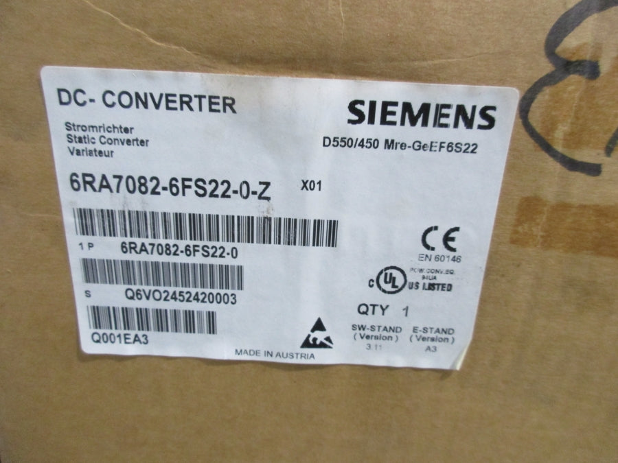 SIEMENS 6RA7082-6FS22-0-Z 460V 374A NSMP