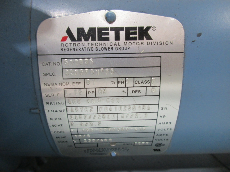AMETEK DR656CK72X 080582 180-208/380-416V 7.4/3.7A NSNP