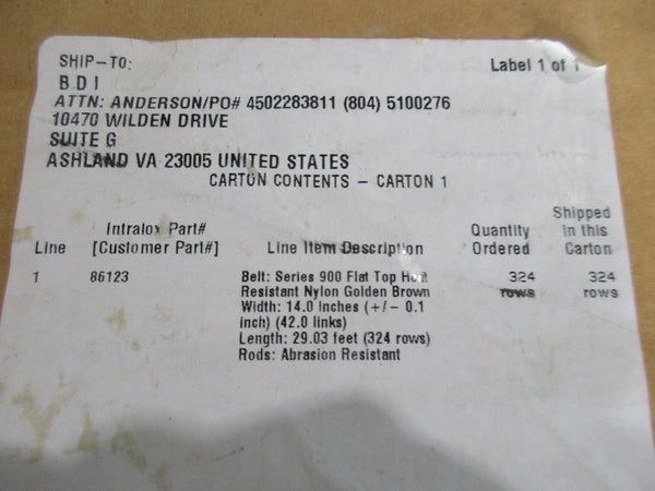 INTRALOX 86123 29.03 14" WODTJ 324 ROWS NSMP