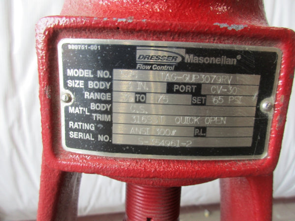 MASONEILAN 525 3" SIZE 316 TAG-GUP3079RV 65PSI NSNP