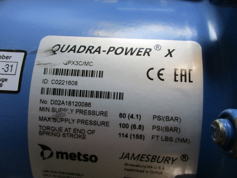 METSO JAMESBURY VALVE WITH ACTUATOR QPX3C/MC C0221608 60-100PSI NSNP