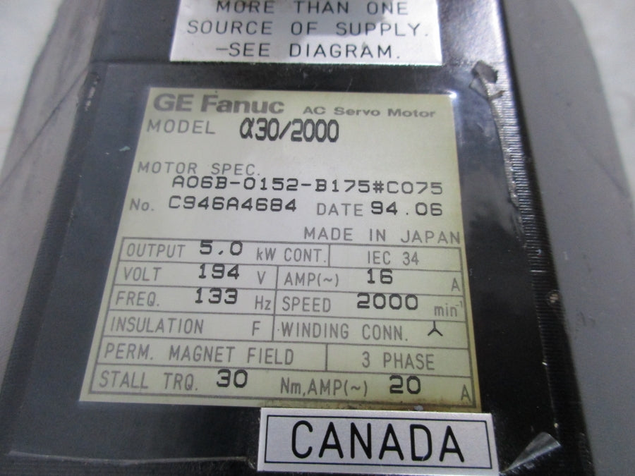 GE FANUC A06B-0152-B175#C075 194V 16A UNMP