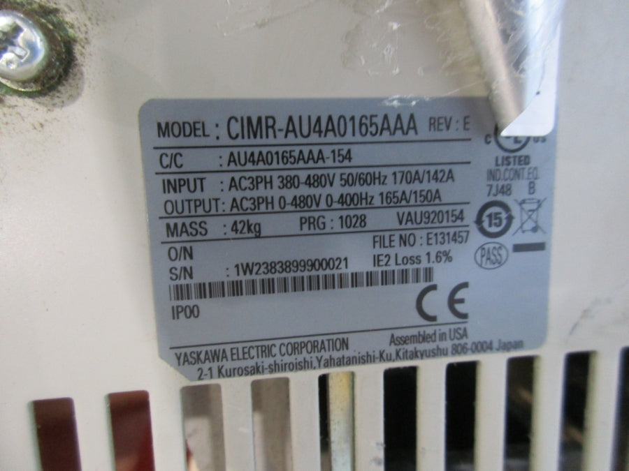 YASKAWA CIMR-AU4A0165AAA 380-480V 170/142A REV:E UNMP
