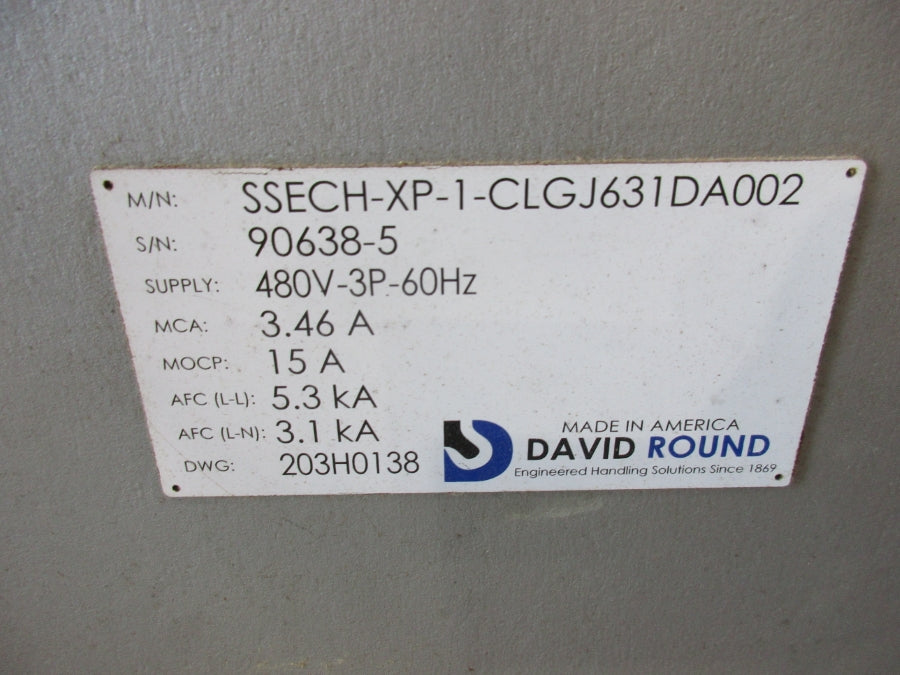 DAVID ROUND SSECH-XP-1-CLGJ631DA002 1 TON  CLGJ631DA002 480V 3.46A NSNP