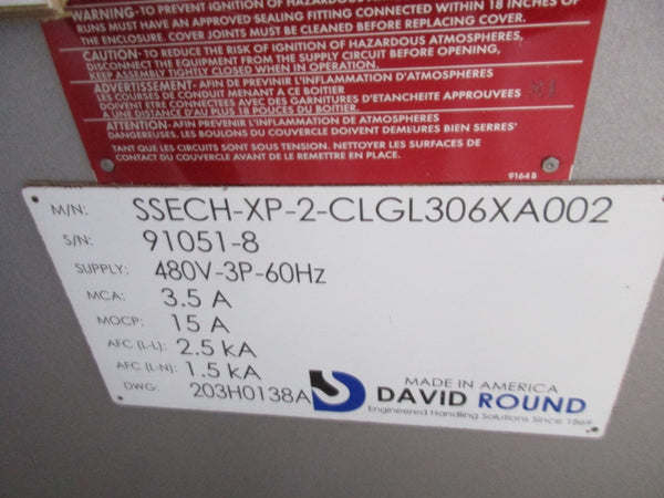 DAVID ROUND SSECH-XP-2-CLGL306XA002 1/2 TON 480V 3.5A NSNP