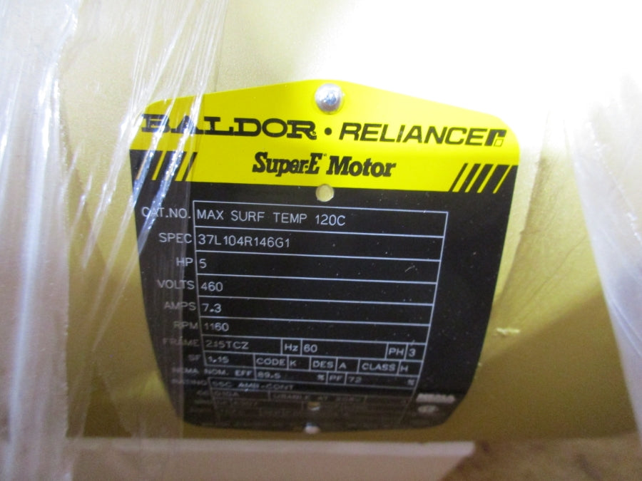 BALDOR 215TCZ 5 HP 460V  1160RPM 37L104R146G1 460V 7.3A NSMP