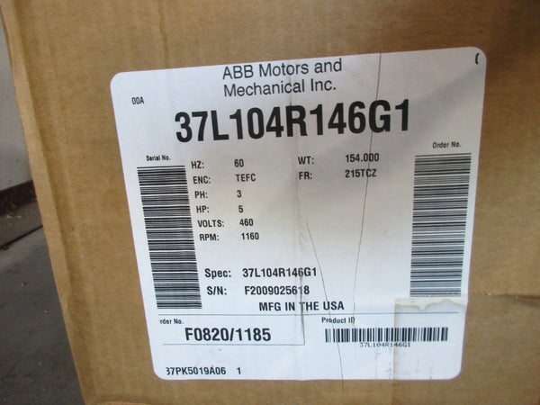 BALDOR 215TCZ 5 HP 460V  1160RPM 37L104R146G1 460V 7.3A NSMP