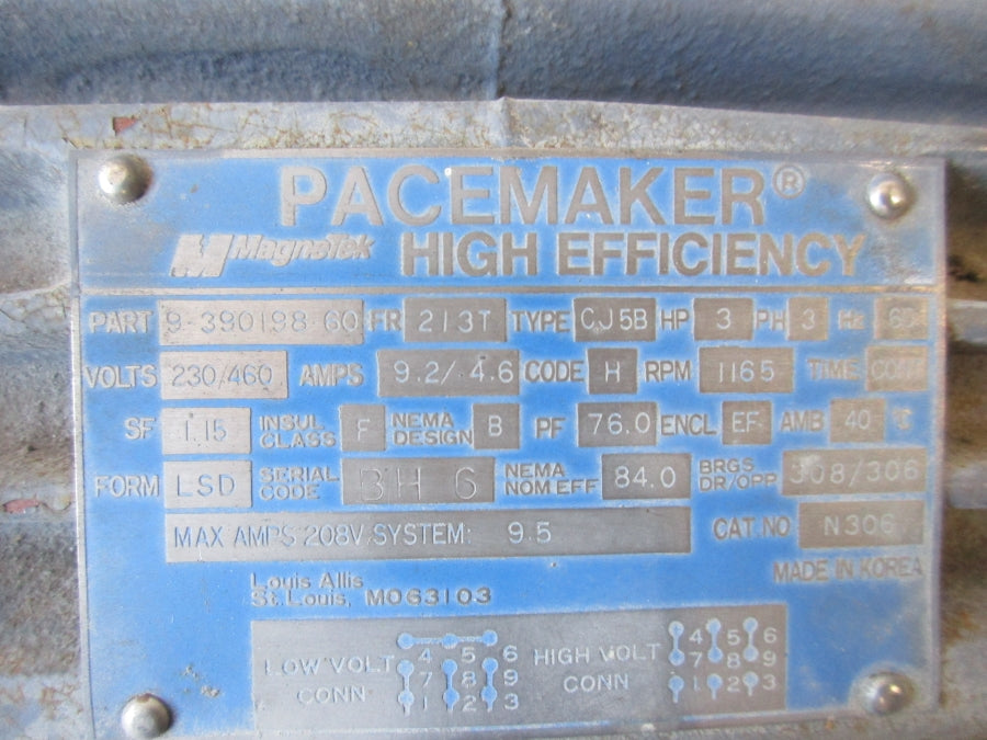 MAGNETEK 213T 3HP 9-390198-60 230/460V 9.2/4.6A NSNP