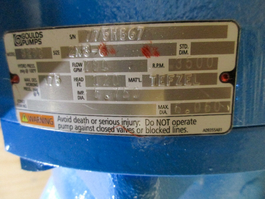 GOULDS PUMP 3296 W/ 10 HP MOTOR  460V 11.8A 175PSI 2X3-6 NSNP