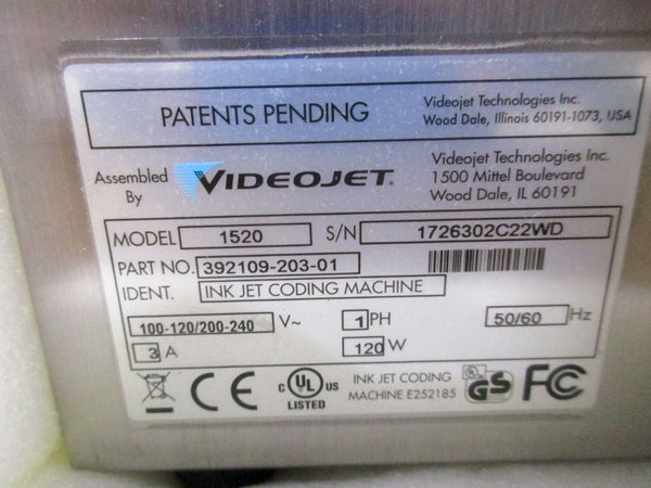 VIDEOJET 1520 392109-203-01 100-120/200-240V 3A NSMP