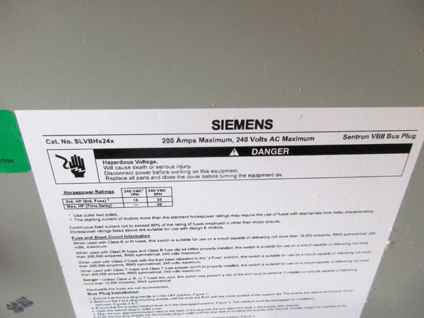 SIEMENS SLVBH3240G 240V 200A NSMP