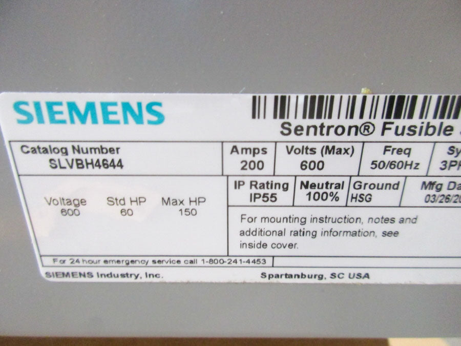 SIEMENS SLVBH4644 600V 200A NSMP