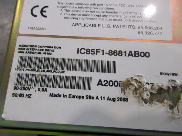 NEMATRON IC85F1-8681AB00 90-250V 0.8A UNMP