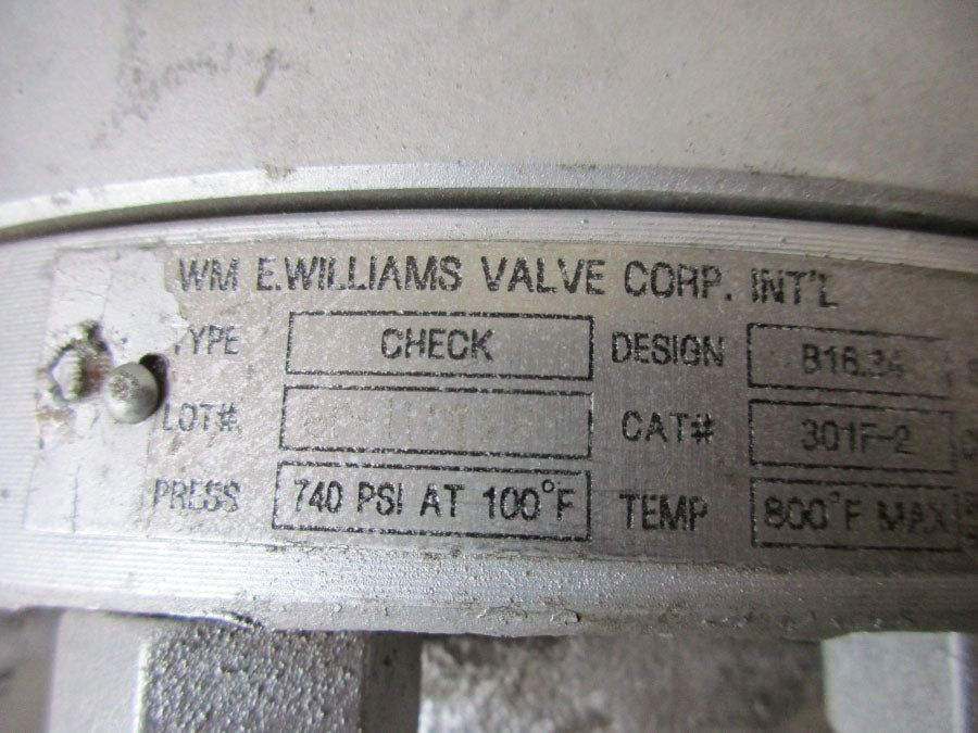 WM E.WILLIAMS VALVE 301F-2 740PSI 3" NSNP