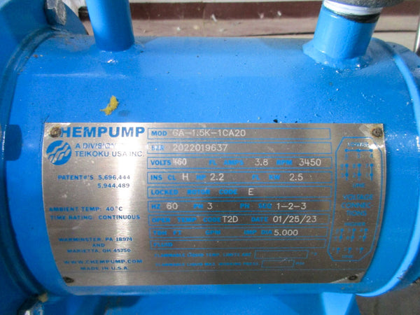 HEMPUMP GA-1.5K-1CA20 460V 3.8A NSNP