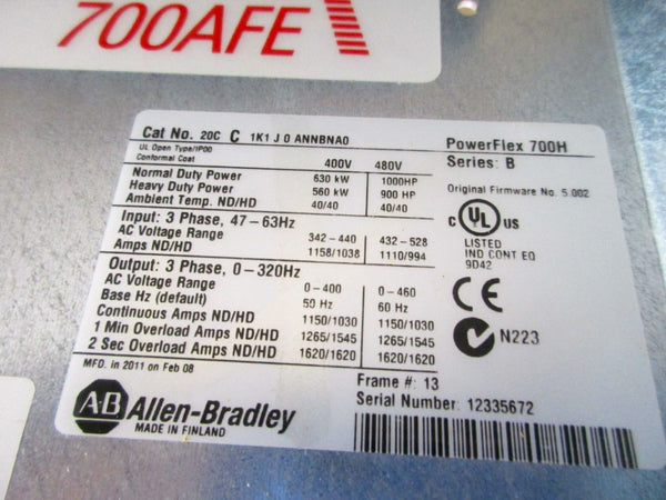 INDUSTRIAL SPARE PART 20YD460N0ANNANA0 W/ 20CC1K1J0ANNBNA0 SER. B 342-440VAC 1158/1038A F/W 5.002 NSNP