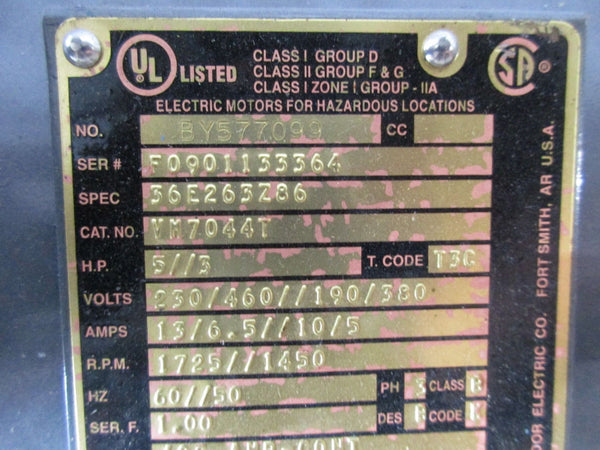 BALDOR VM7044T 230/460//190/380V 13/6.5//10/5A NSNP