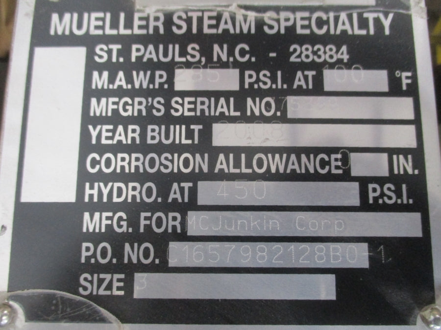 MUELER STEAM SPECIALTY 28384 450PSI 3" NSNP