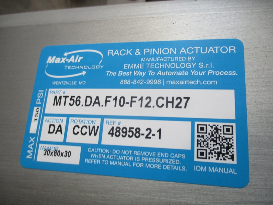 8" DN200 VALVE CL150 WITH MAX-AIR TECHNOLOGY MT56.DA.F10-F12.CH27 150PSI NSNP