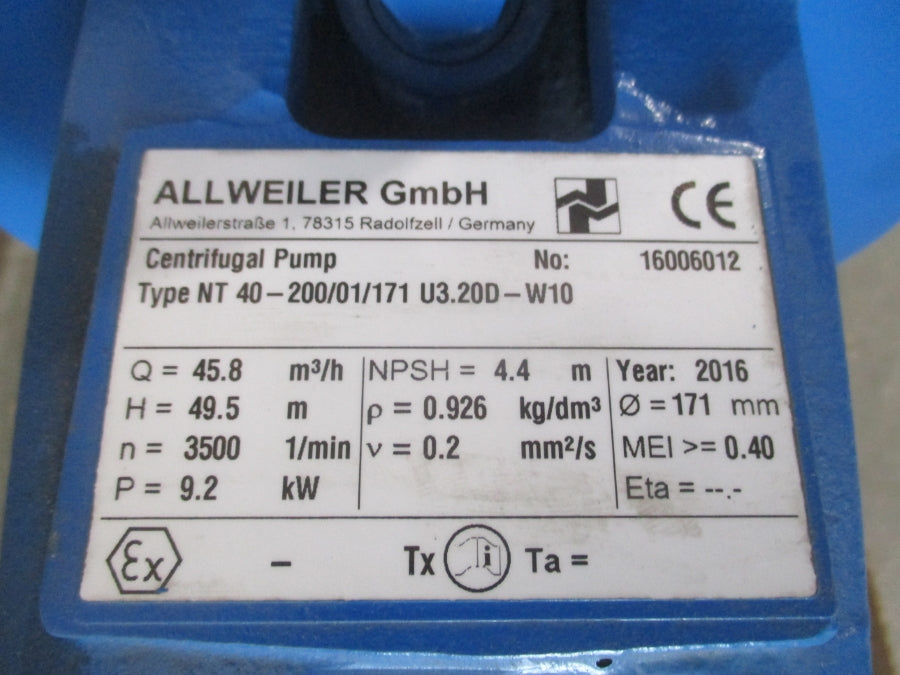 ALLWEILLER NT40-200/01/171U3.20D-W10 NSNP