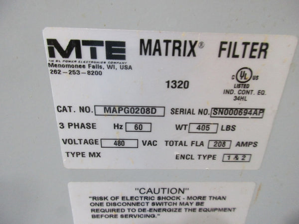 MTE MAPG0208D 460VAC 208A UNMP