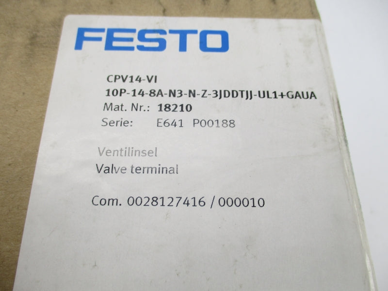 FESTO CPV14-VI10P-14-8A-N3-N-Z-3JDDTJJ-UL1+GAUA 18210 SER. E641 NSFS