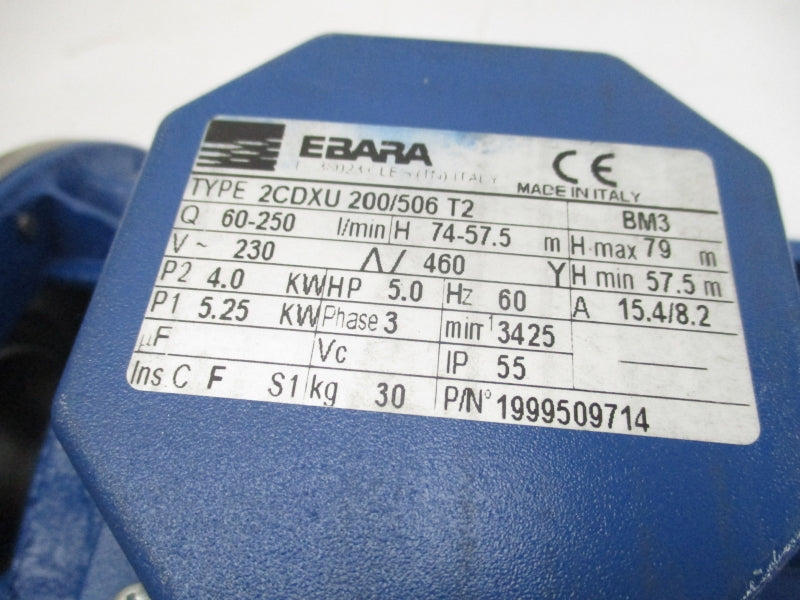 EBARA 2CDXU200/506T2 1999509714 230/460V 15.4/8.2A NSMP