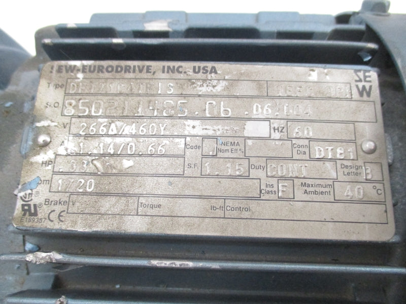 SEW-EURODRIVE R37DT71C4TFIS DFT71C4TFIS 266/460V 1.14/0.66A UNMP