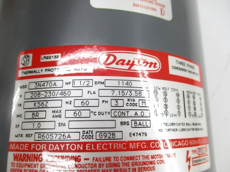 DAYTON 3N470A 208-230/460V 7.15/3.58A NSMP