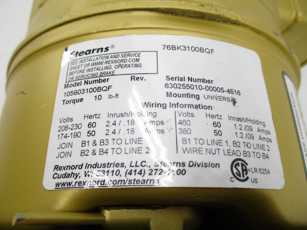 BALDOR VEBM3554T 35E060M493G1 230/460V 4.4/2.2A NSNP