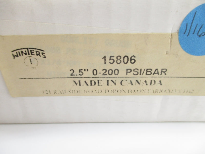 WINTERS 15806 0-200PSI 2.5" NSMP
