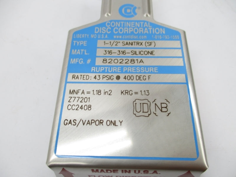 CONTINENTAL DISC CORPORATION 8202281A 43PSI NSMP