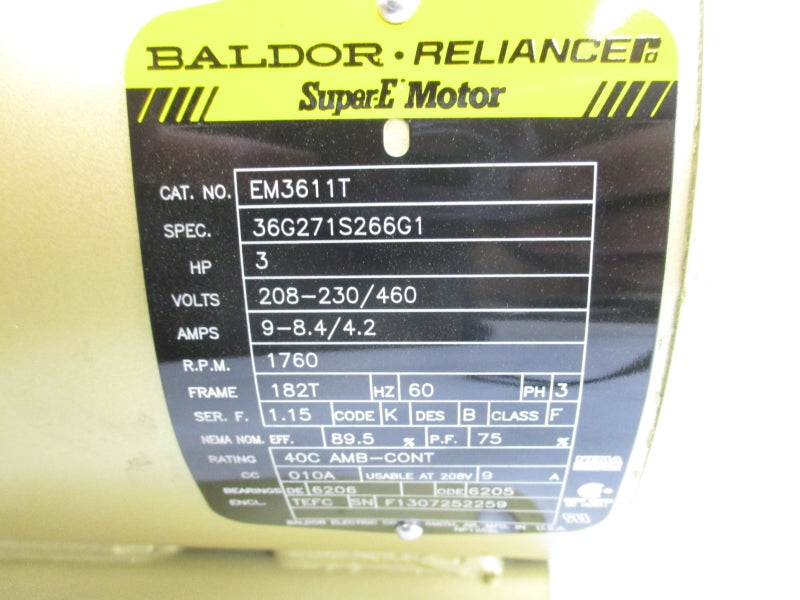 BALDOR EM3611T 208-230V/460V 9-8.4/4.2A NSMP