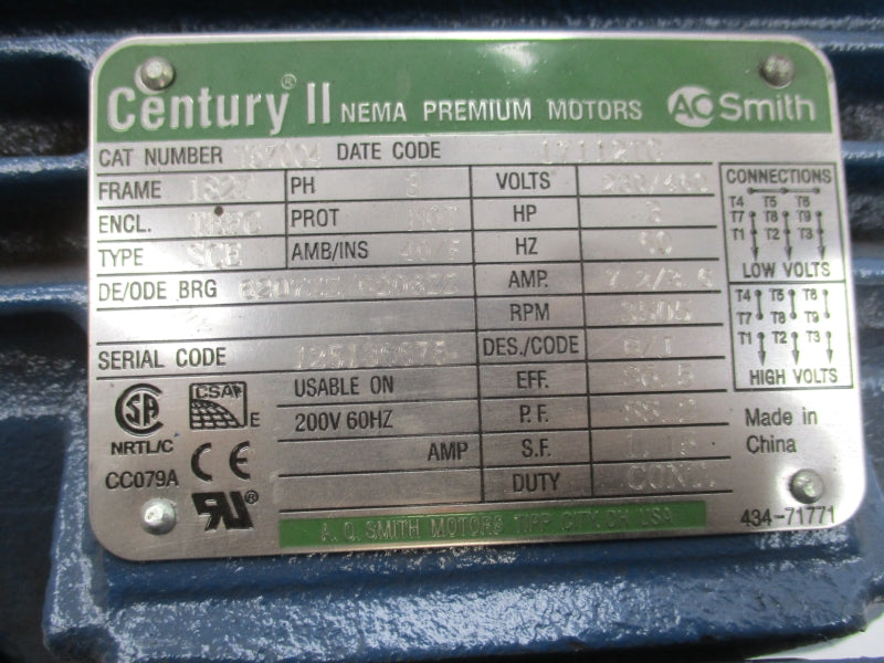 AO SMITH T57004 230/460V 7.2/3.6A NSMP